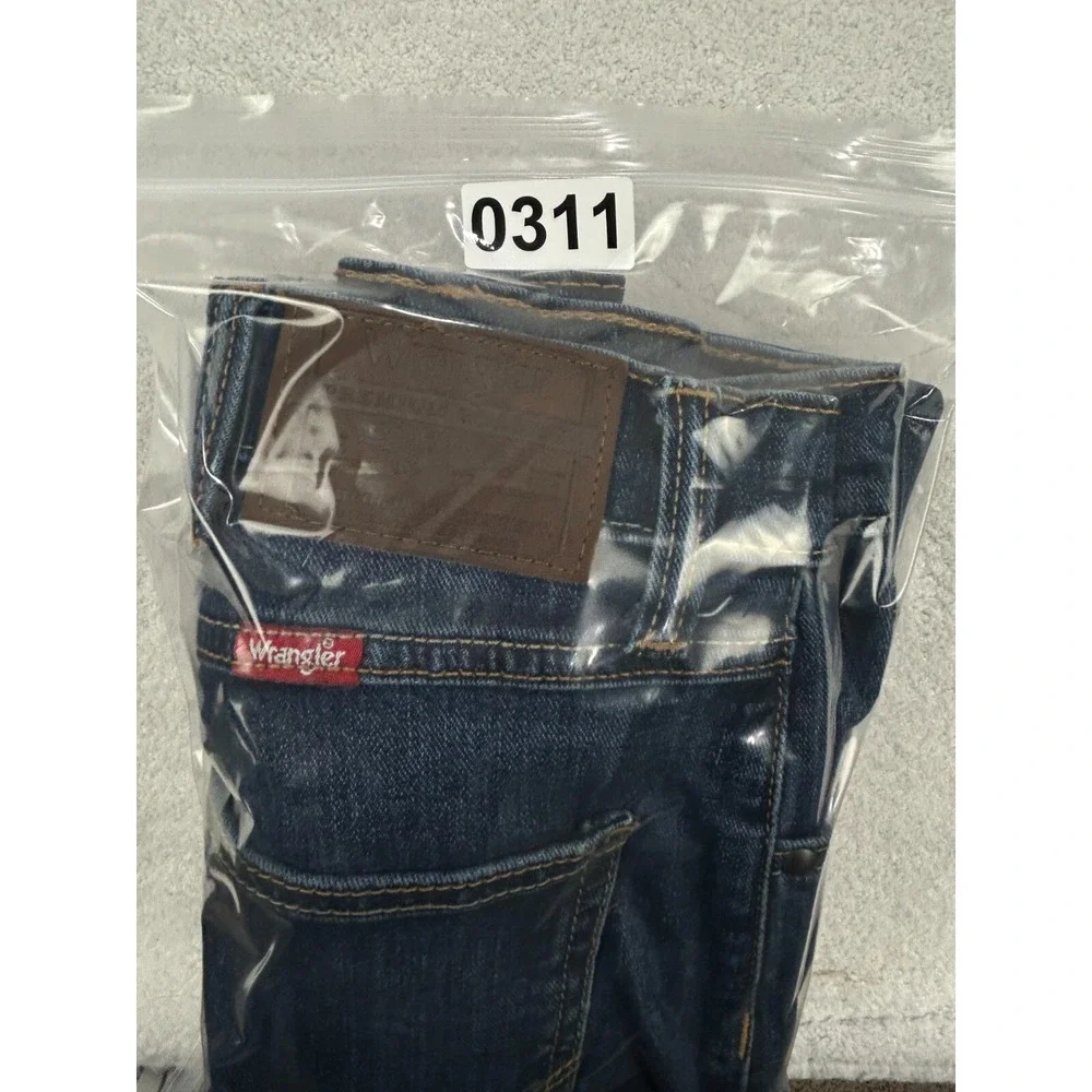 Wrangler Jeans Men 36x34(32) Blue Denim Whisker Straight Fit Cowboy Western READ